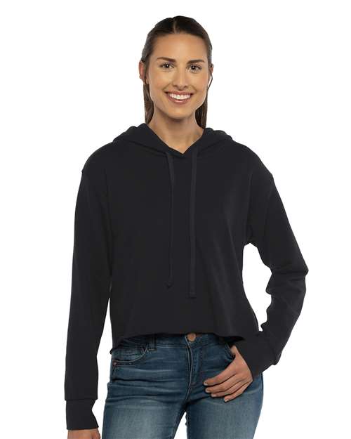 Women's Laguna Sueded Raw Edge Crop Hoodie Sweatshirt
