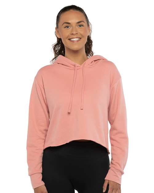 Women's Laguna Sueded Raw Edge Crop Hoodie Sweatshirt