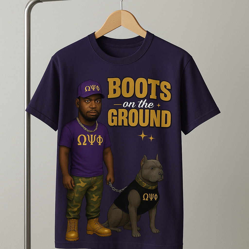 Omega Psi Phi Boots on the Ground T-Shirt