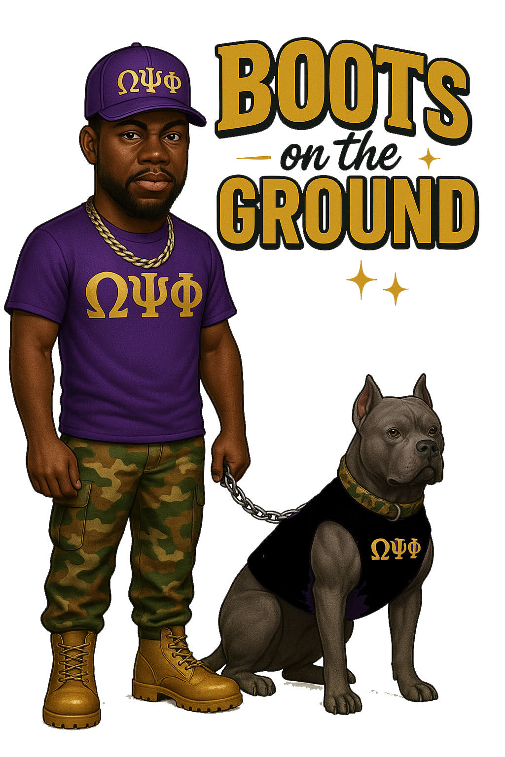 Omega Psi Phi Boots on the Ground T-Shirt