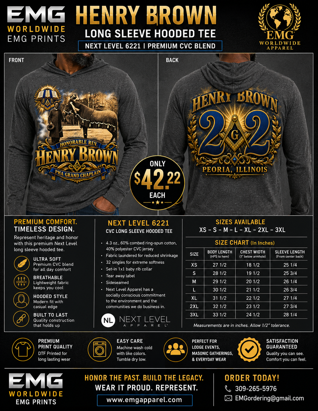 Henry Brown #22 Commemorative Long Sleeve Hooded Tee

Price: $42.22